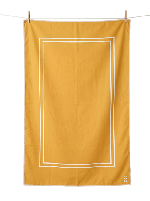 Capri lightweight microfibre travel towel flat lay, sunny yellow, quick-dry and compact