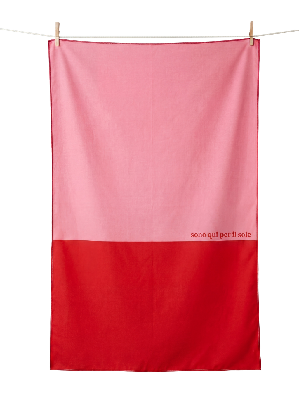 Salerno lightweight microfibre travel towel flat lay, bold pink and red, quick-dry and compact