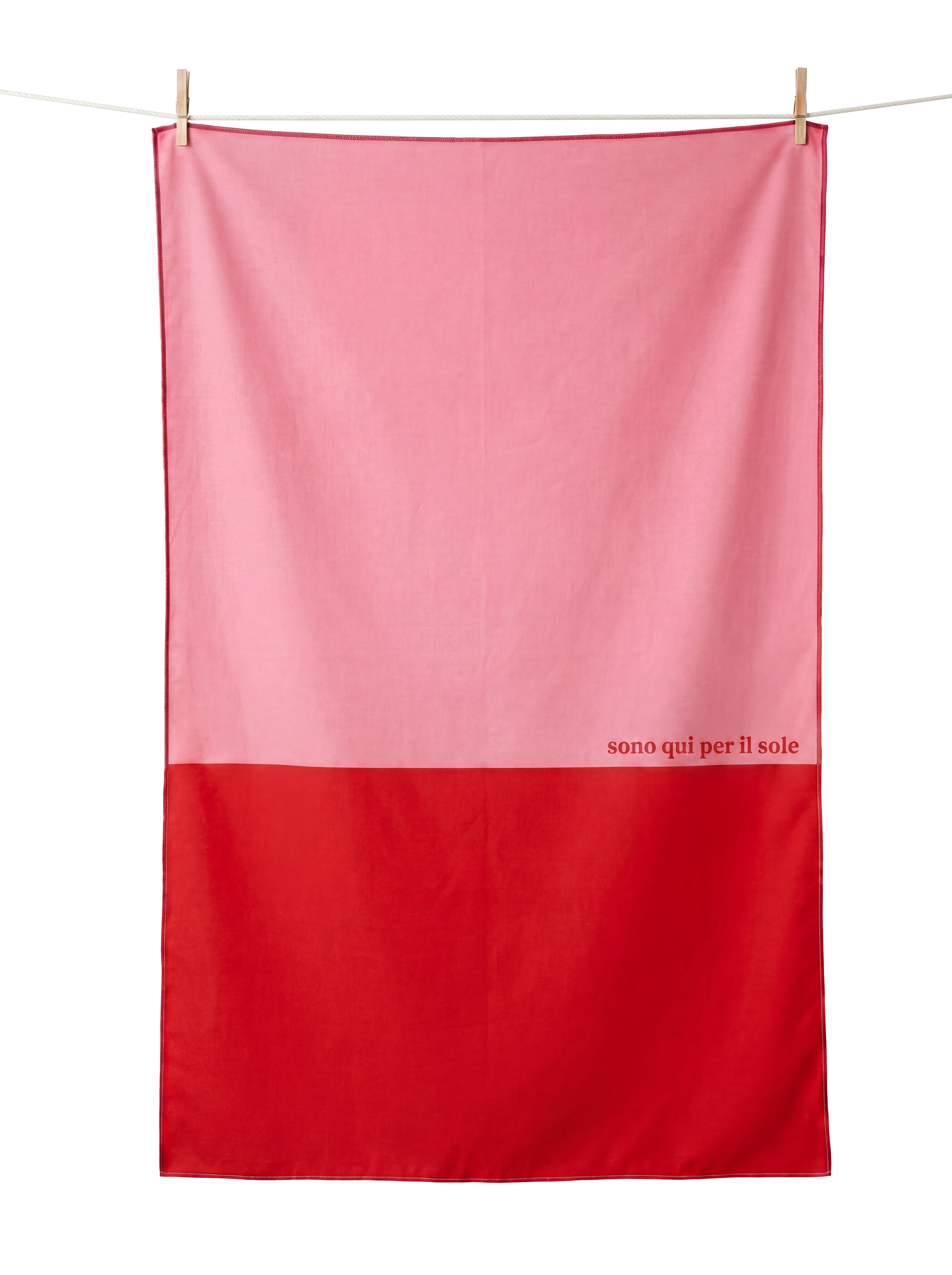 Salerno lightweight microfibre travel towel flat lay, bold pink and red, quick-dry and compact